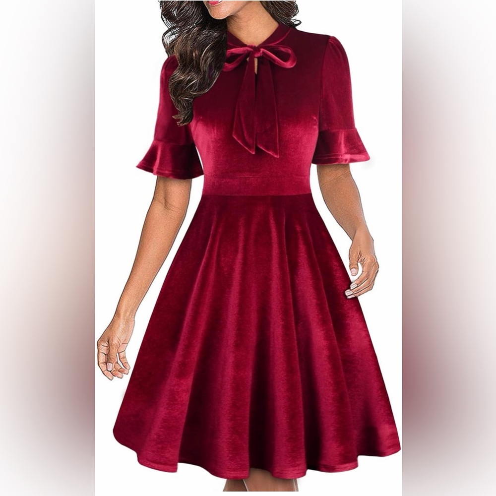 Elegant Red Velvet Dress